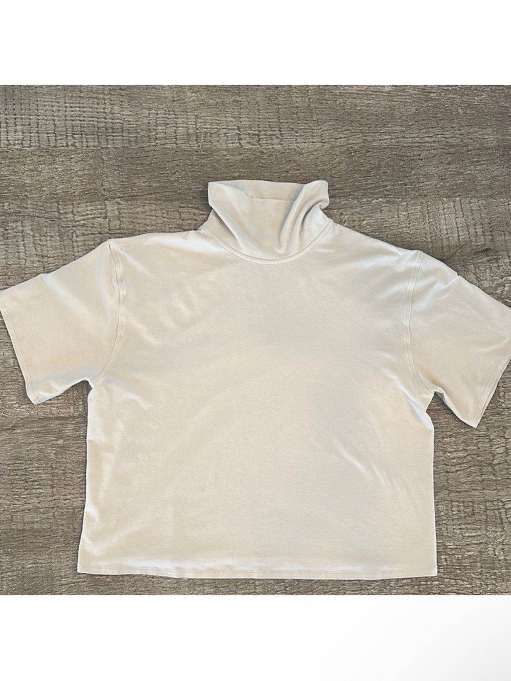 Lululemon Relaxed Fit Cotton-Blend Turtleneck T-Shirt Top Natural Ivory Size 6 - Picture 3 of 6